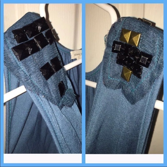 Silence + Noise Teal Studded Drape Top Hipster Mod - Picture 3 of 4
